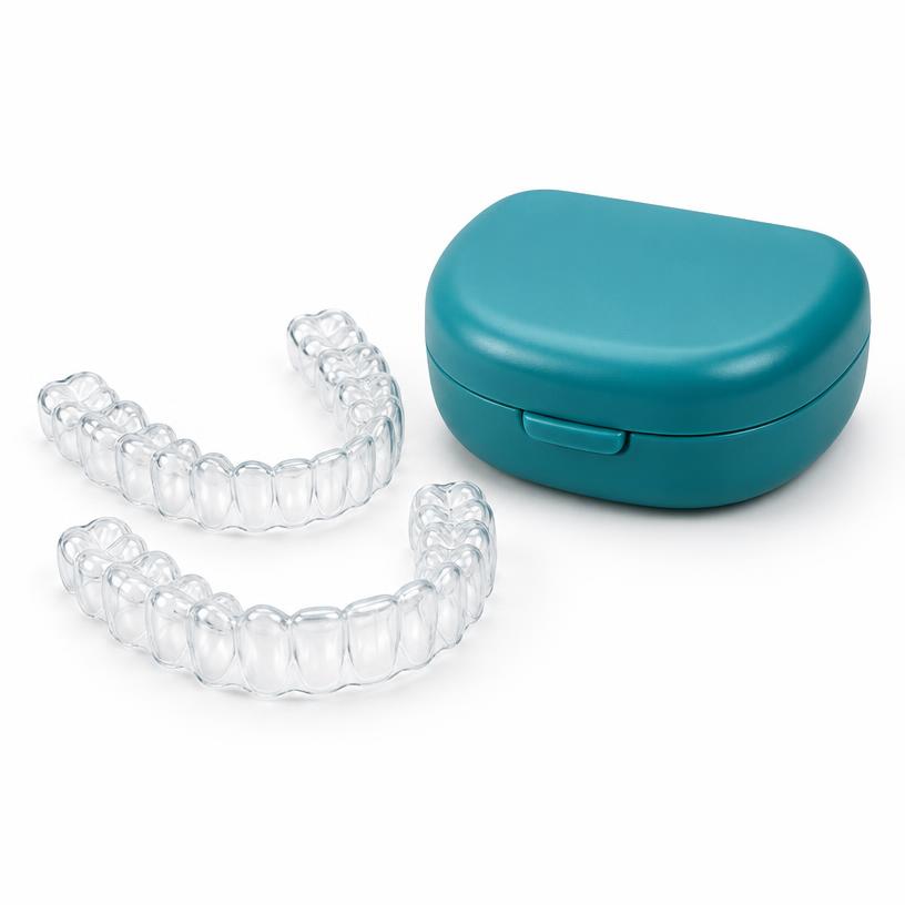 Illustrative clear removable aligner trays and case